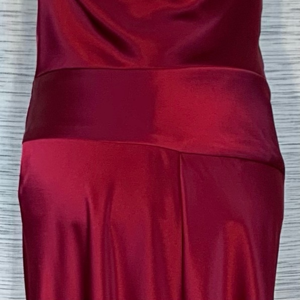 ABS by Allen Schwartz Dark Red Halter Gown - Picture 11 of 16